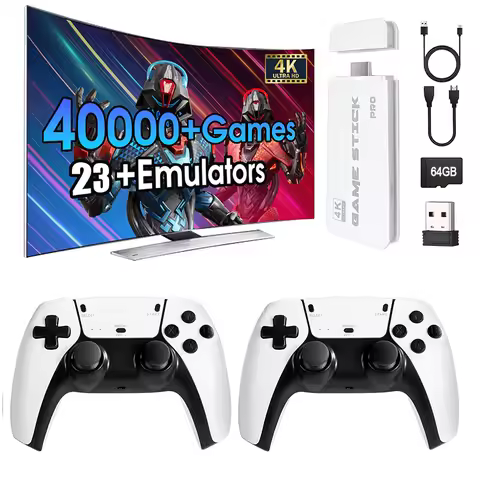 40000 video game M15 4k pro game stick 64g console 2.4g double wireless 4k controller retro game TV 