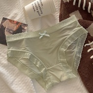 GO BS999 Midwaist CD Panties SilkWanita with Ribbon Pattern Smooth Lace EdgePOLOS