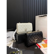 CHN277french styleDiamond Chain Bag White Black Shoulder Crossbody Small Square Bag
