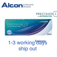 5pieces Alcon Precision 1 Toric Astigmatism Silicone Hydrogel Daily Disposable Clear Contact Lenses