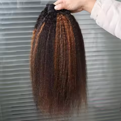 Highlight Blonde Color 1B/30 Brazilian Virgin Human Hair Bundles Weft Kinky Straight Ombre Hair Weav