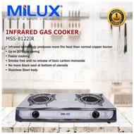 dapur gas stainless steel﹢ Milux Double Burner Gas Cooker Infrared Cyclone Strong Heat Flame Dapur Gas Stove MSS-8122IR