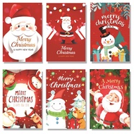 12pcs 2024 Christmas Greeting Cards Folding Xmas Gift Card with Envelope Christmas Card Postcard Holiday Festival Blessing Cards