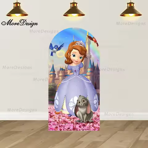Sofia The First Arch Backdrop Spandex For Kids Birthday Party Decoration Baby Shower Background Phot