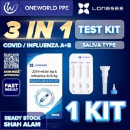 【MDA Approved】Longsee 3 In 1 Covid/Influenza A/Influenza B Test Kit 100% Original Money Back Guarant