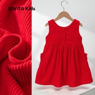Lovito Kids Casual Dress Chrismas Party Bow Spring/summer Red Dress for Girl LNL123285 Lovito Pakaia