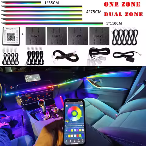 14/18 in 1 Car Atmosphere Lights RGB 64 213 Color Rainbow Blutooth APP Led Acrylic Strip Car Ambient
