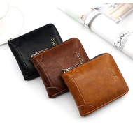 Personalized Men's Wallet Short Casual Wallet Zipper Men's Wallet Retro PU Zero Wallet Minimalist Retro Oil Leather Multi functional Multi Card Wallet