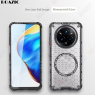 For Realme 14 Pro+ 5G Phone Case Honeycomb Design Clear Magnetic Wireless Charging Casing Drop Prote