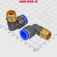 [2 Pieces]- PL12-03 Curved Pneumatic Connector L Pipe 12mm External Thread 16mm, 3/8inch Linhkien IC