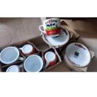 黑白淡奶杯碟套裝茶餐廳咖啡港式奶茶陶瓷...