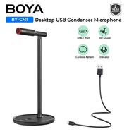 BOYA BY-CM1 คอนเดนเซอร์เดสก์ท็อปไมโครโฟนมินิ USB Plug &amp; Play พร้อมเอาต์พุตเสียง Type-C ตัดเสียงรบกวนสำหรับพีซีหน้าต่างแล็ปท็อปการบันทึก YouTube Podcast Studio การประชุมสตรีมมิ่งสด