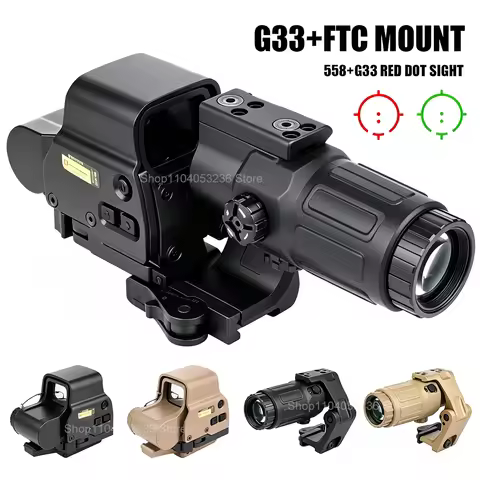 Tactical 558+G33 with Un**y 2.26'' FAST FTC Mount 3X 5X Magnifier G33 G43 G45 QD Lever Folding for 2