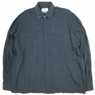 Acne Studios Silvio Tech Shirt, Hidden Front, Rayon Shirt, Size 44, Dark Navy, Long Sleeve, Pre-owne