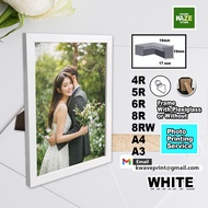 Framekaze 4R / 5R / 6R / 8R / A4 / A3 / A2 Photo Frame | Solid Wood White