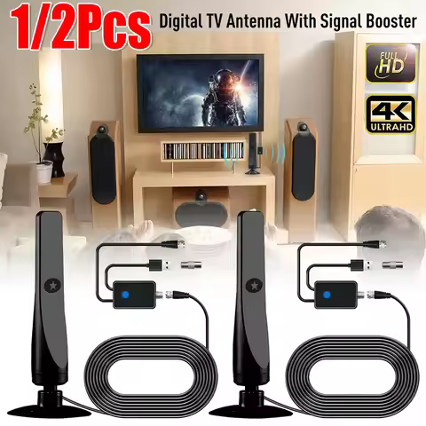 1/2PCS Digital TV Antenna With Signal Booster 4K 1080P HD Amplified TV Antenna 25DBI 50 Mile Range S