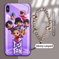HP Tempered Glass case For Apple iphone X XR XS MAX Tiny TAN Mobile Phone case 田 Downy BTS Hard case
