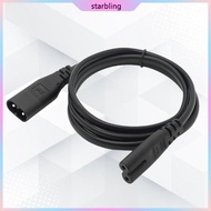 Star Black IEC 60320 C7 to C8 Extension Cord 2x0 75mm² Conductors for Equipment Charging