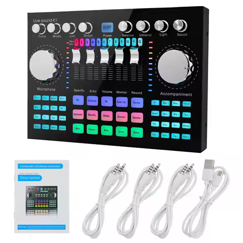 K1 Computer Phone Voice Changer HIFI Live Bluetooth-compatible Sound Card Mixer Board Streaming Audi
