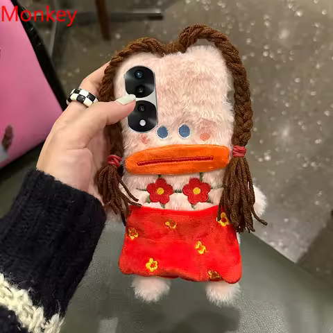 Cute Plush Funny Braid Red Flower Female Case For Huawei Y9 Y7 Y6 Y6P Y8P Honor 90 70 50 20 10 X9A X