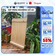 A5 Pine Wood Tilting Menu Clip, perfect solution for displaying menus, announcements or advertising 