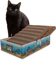 Croci Acquario 6 in 1 Cardboard Cat Scratching Post for Adult Cats with 3 Reversible Double Layer Sc
