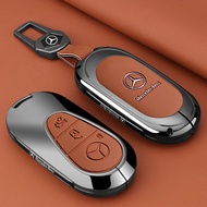 Alloy Leather Car Key Case Cover for Mercedes Benz 2022 C S Class W206 W223 S350 C260 C300 S400 S450