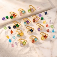 12 Birthstone Ring Colorful Gemstone Light Luxury Niche Ring