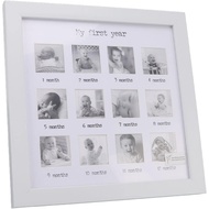 Baby's First Year Photo Frame, Collage Frame in White Frame with Mat 12 Months Newborn Monthly Pictu