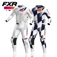 FXR blue and white checkered motorcycle riding top and pants set off-road racing riding set