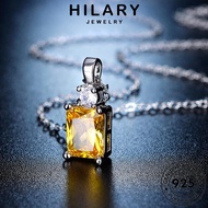 HILARY JEWELRY Chain Sterling Leher Women Original 925 Pendant Necklace Square Korean For 純銀項鏈 Rantai Citrine Perak Perempuan Accessories Fine Silver Diamond N68