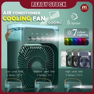 Air Cooler Fan Portable USB Mini Aircond 3In1 Desk Fan with 7 LED Desk Cooling Fan Humidifier Purifier Mist