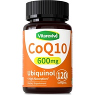 CoQ10 600mg Softgels Ubiquinol CoQ10 Supplement with PQQ & Vitamin E, High Absorption Vegan CoQ10 Nu