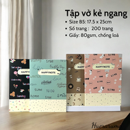 Vở kẻ ngang B5 200 trang gáy khâu chỉ bước dài dấu ngoài giấy cao cấp định lượng 80gsm in offset.