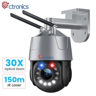 Ctronics 30X Zoom PTZ Security Camera 5MP Outdoor Smart Tracking IP Camera WiFi Color Night Vision 50m CCTV Human Detection 150m