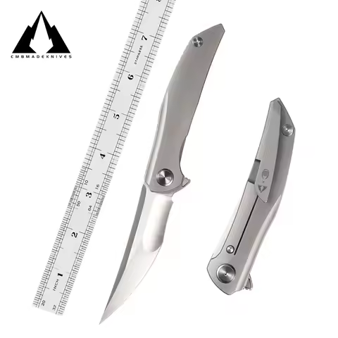 CMBMADEKNIVES Sasori Titanium Handle M390 Steel Blade Pocket Folding Tactical Survival Camping Outdo