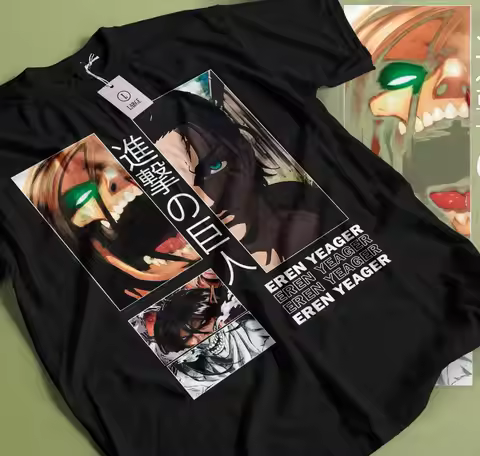 Eren Yeager Aot T-shirt,Anime,Attack On Titan,Graphic Tee,black Shirt Gift 387