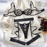 Sexy Lingerie Sexy Lingerie New Style Sexy Sexy Lingerie Set Love Embroidery See-Through Steel Ring 