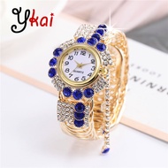 Ykai Fashion Women's Watches Casual Bracelet Watch for Women All-Match Alloy Strap Diamonds Waterproof Quartz Ladies Elegant Girls Wristwatch