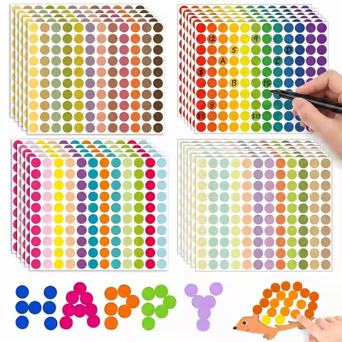 1200-2400 Small Dot Stickers 1/2" Round Color Coding Labels Circle Dot Stickers Label Sticker in 48 