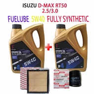 ISUZU D-MAX RT50 2.5 / 3.0  OIL FILTER + AIR FILTER + 2can FUELUBE 5W40 FULLY SYNTHETIC  ENGINE OIL 