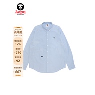 Aape Flagship Store Men's Autumn Winter Small Label Badge Casual Striped Lapel Long Sleeve Shirt 853