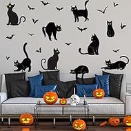 9 Sheets Halloween Wall Stickers Black Cat Wall Decals Room Mural Stickers for Home Classroom Party 