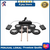 Portable Electronic Digital Drum Kit 7 Pads Roll Up USB Power ALAT MUSIK