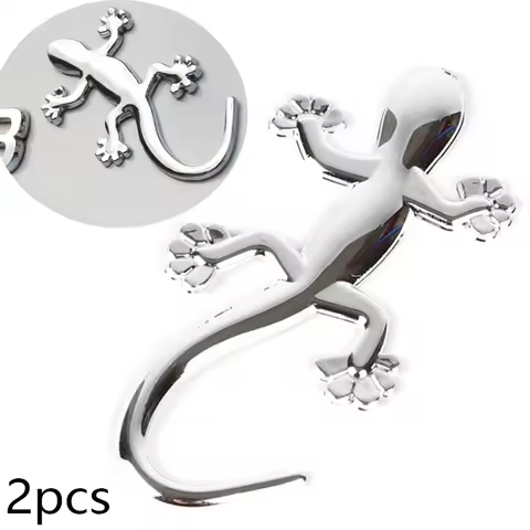 2pcs Set Plastic ABS Plating Lizard Gecko Funny 3D Waterproof Car Truck Sticker Lizard Gecko Badge E