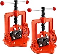 MUKLEI 2 Pack 0.4 to 2.4 Inches Bench Pipe Vice, Heavy Duty Forged Pipe Vise Bench Yoke Vise Threade