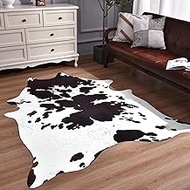 Faux Cowhide Rug: 5.2 x 6.2 Feet Cow Print Rug Large Western Decor for Living Room Bedroom