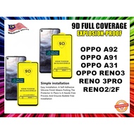 Oppo A92 A91 A31/Reno3 Reno3Pro Reno2/2f Original 9D Full Screen Cover Tempered Glass