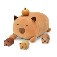 Custolon Capybara Stuffed Animals with Mommy and 3 Baby Capybara in Tummy, 15" Plush Mom Capybara Gi