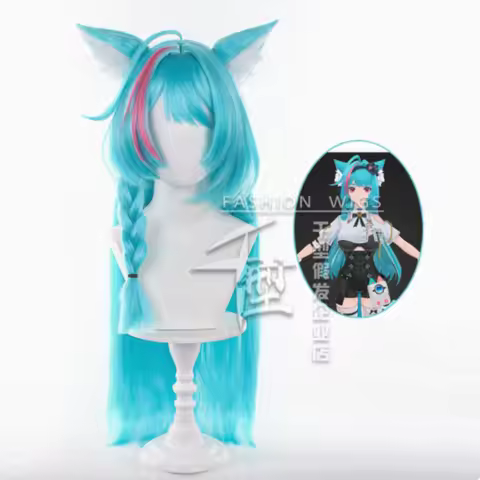 Cosplay Party Performance Synthetic High-Temperature Fiber Highlighted Wig Anime Iroha Mint-Colored 